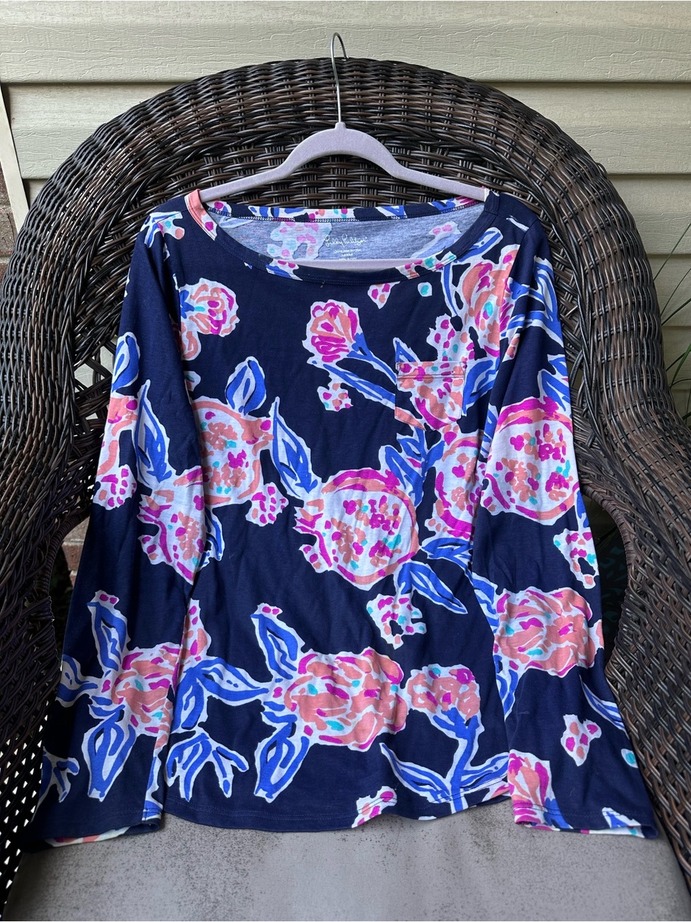 Lilly Pulitzer Alexandra Bright Navy Pom Poms L